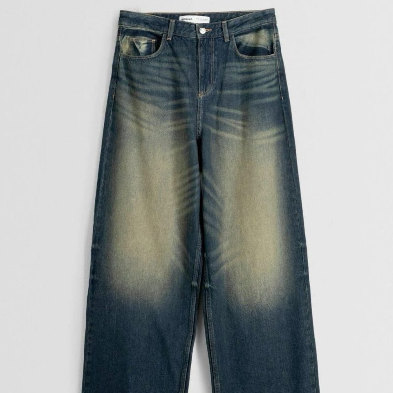 Washed Wide-Leg Denim Jeans